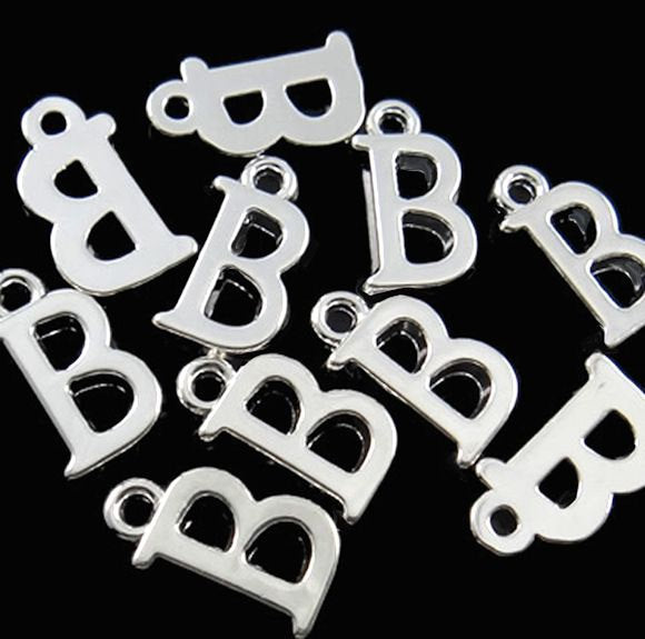 4 Lettre A Alphabet Argenté Charms - SC2336