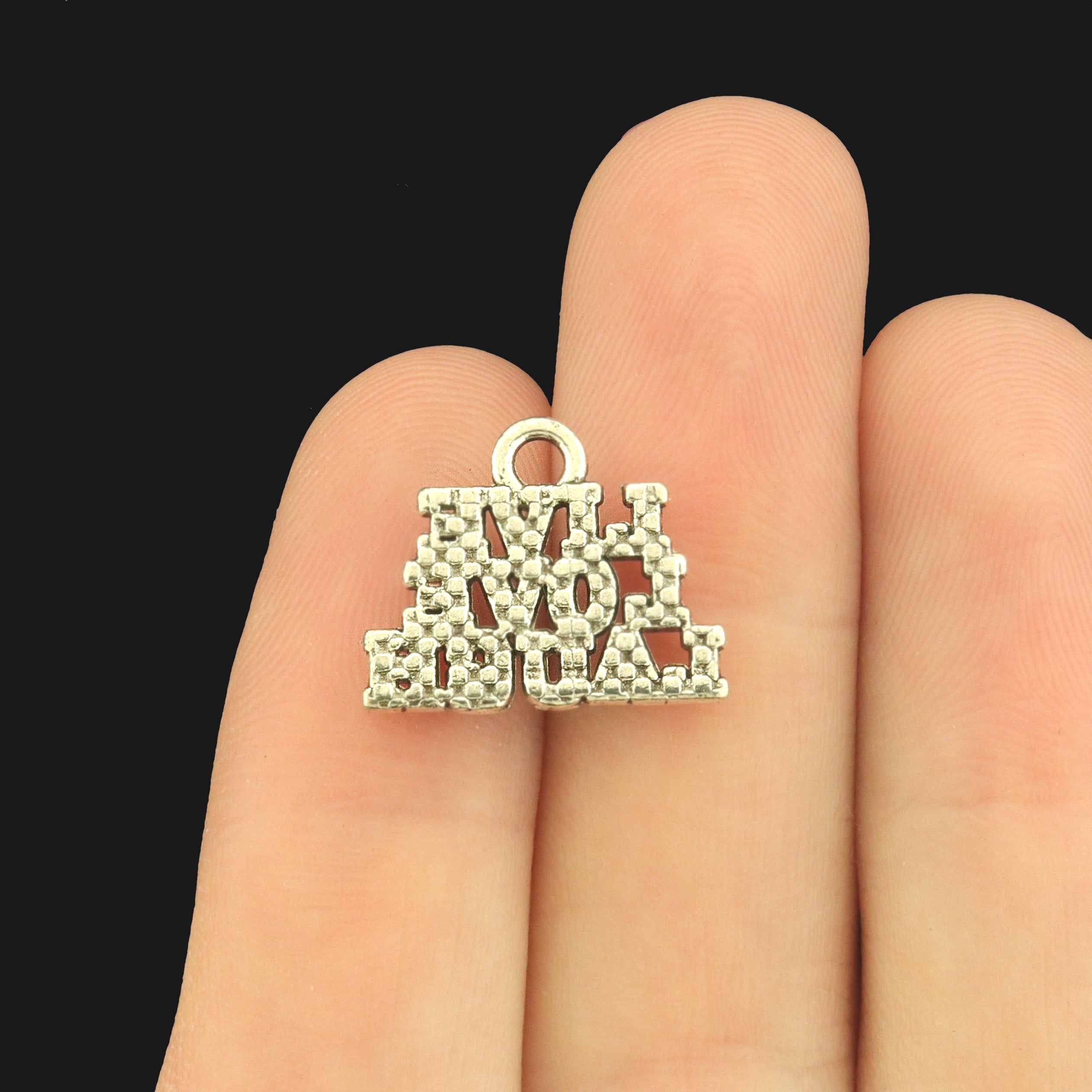 6 Live Laugh Love Antique Silver Tone Charms - SC1483