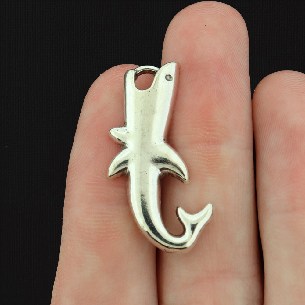 6 Shark Antique Silver Tone Charms - SC450