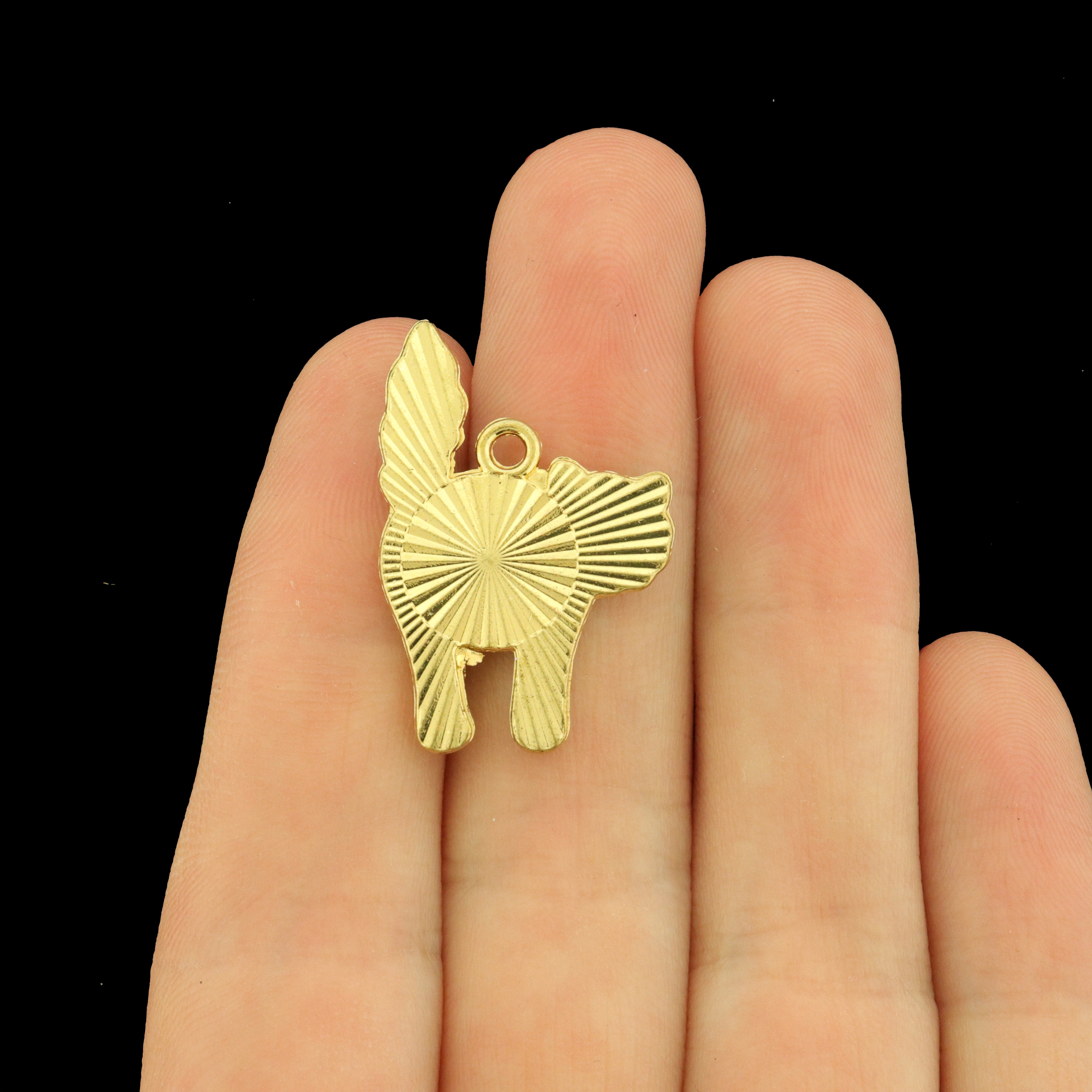 6 Sparkly Black Cat Gold Tone Enamel Charms - E633