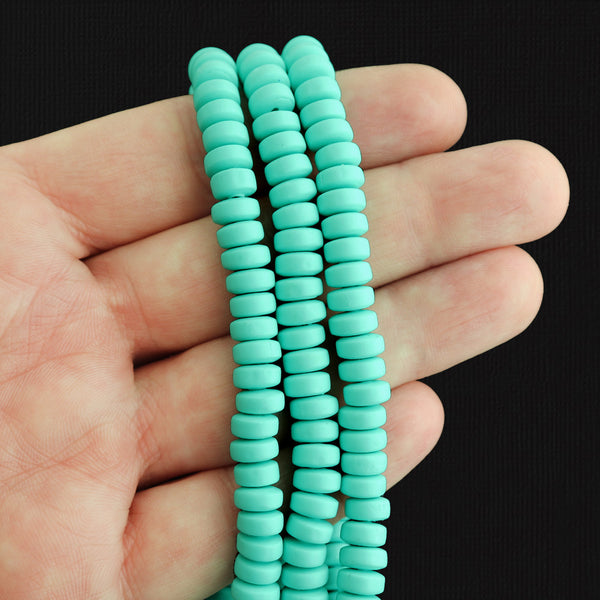 Abacus Polymer Clay Beads 4mm x 7mm - Teal - 1 Strand 110 Beads - BD959