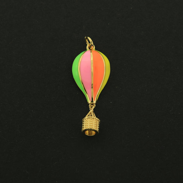18k Gold Hot Air Balloon Charm - Travel Pendant - 18k Gold Plated - GLD061