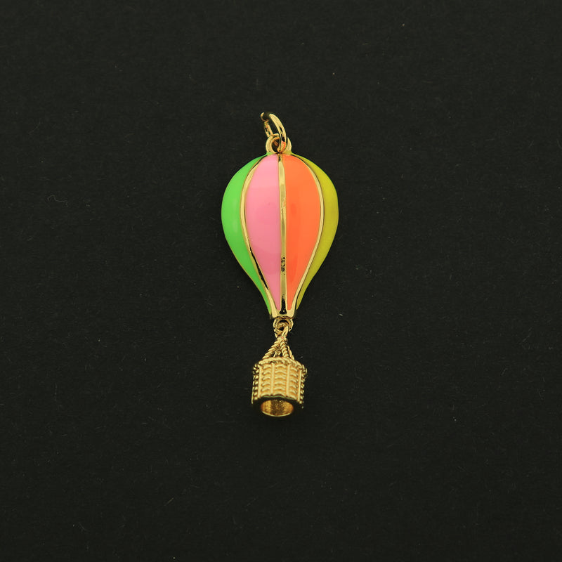 18k Gold Hot Air Balloon Charm - Travel Pendant - 18k Gold Plated - GLD061