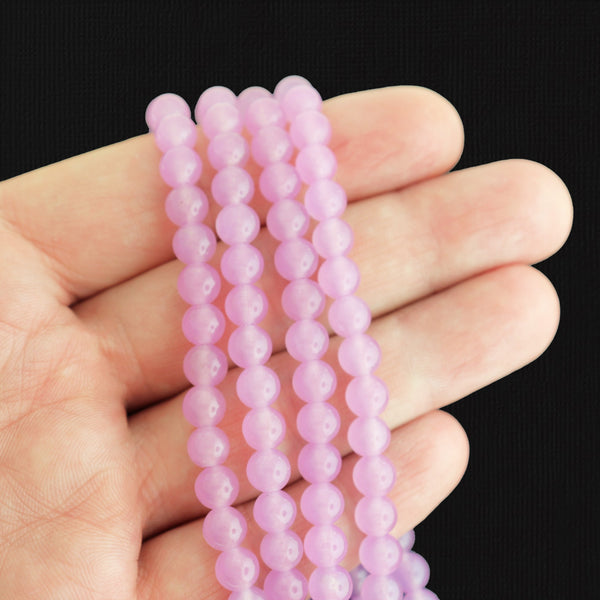 Round Natural Jade Beads 6mm - Lilac Purple - 1 Strand 64 Beads - BD1771
