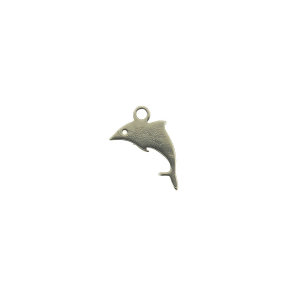 4 Dolphin Silver Tone Stainless Steel Charms 2 Sided - SSP059