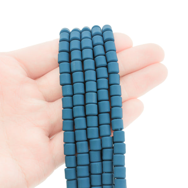 Column Polymer Clay Beads 6mm - Teal - 1 Strand 63 Beads - BD829