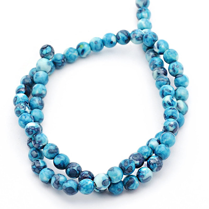 SALE 10 Jade Beads 12mm Ocean Jade Dyed Sky Tones Gemstone Beads - LBD935