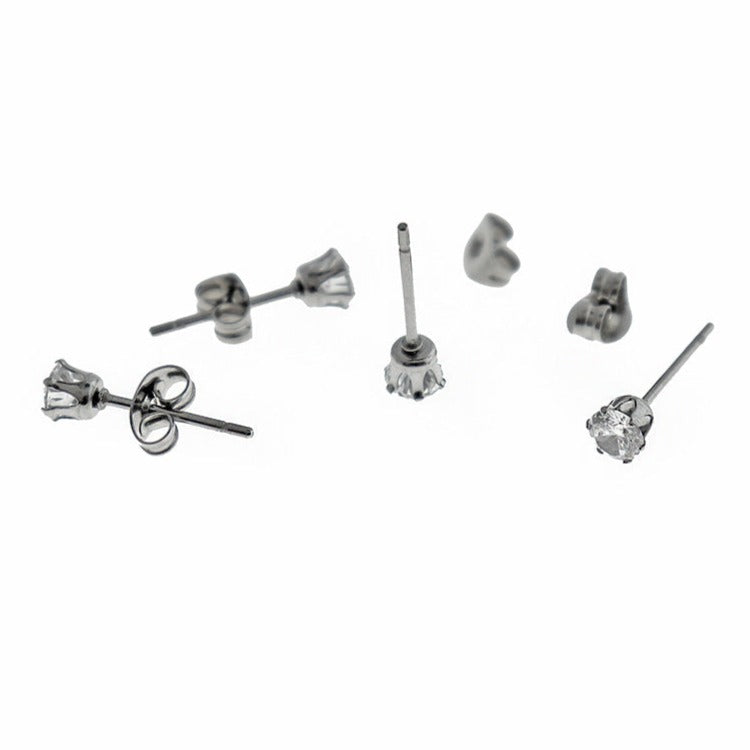Boucles d'Oreilles Acier Inoxydable - Cubic Zirconia Studs - 8mm x 6mm - 2 Pièces 1 Paire - ER537