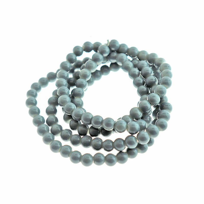 Round Glass Beads 6mm - Dove Grey - 1 Strand 133 Beads - BD2752