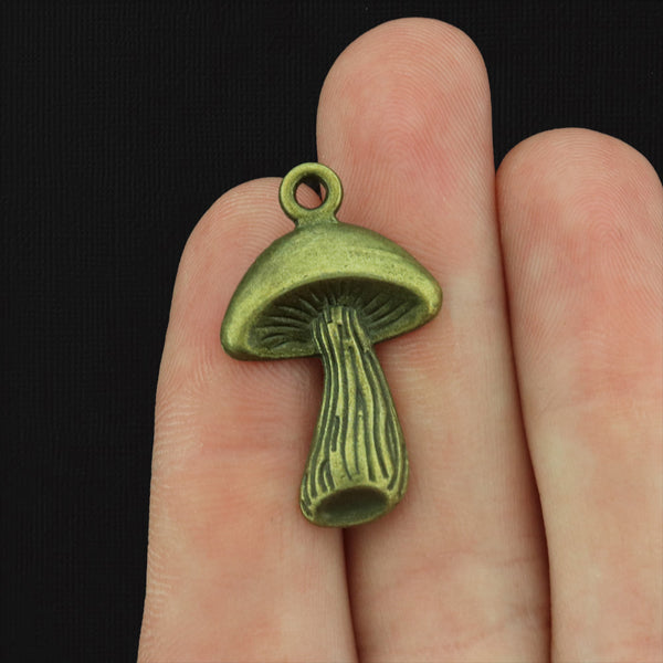 10 Mushroom Antique Bronze Tone Charms - BC004