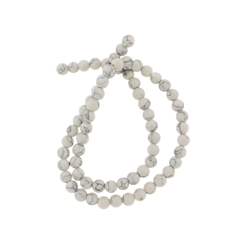 Round Glass Beads 6mm - Grey Marble - 1 Strand 66 Beads - BD2761