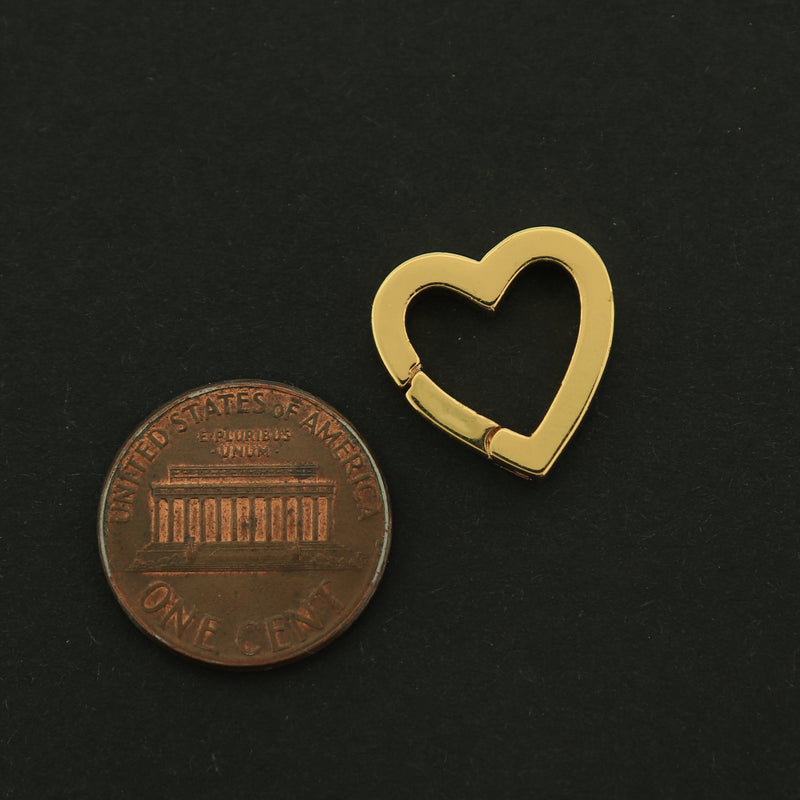 18k Gold Heart Clasp - 18K Gold Plated - 1 Clasp - GLD069