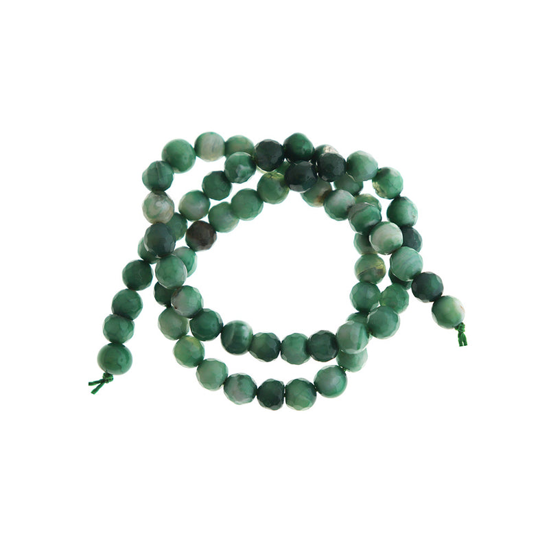 Faceted Natural Agate Beads 6mm - Dyed Green - 1 Strand 64 Beads - BD1776