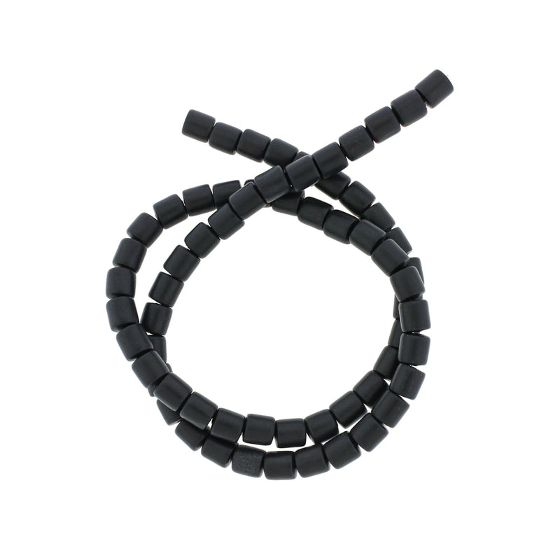 Column Polymer Clay Beads 6mm - Black - 1 Strand 63 Beads - BD781