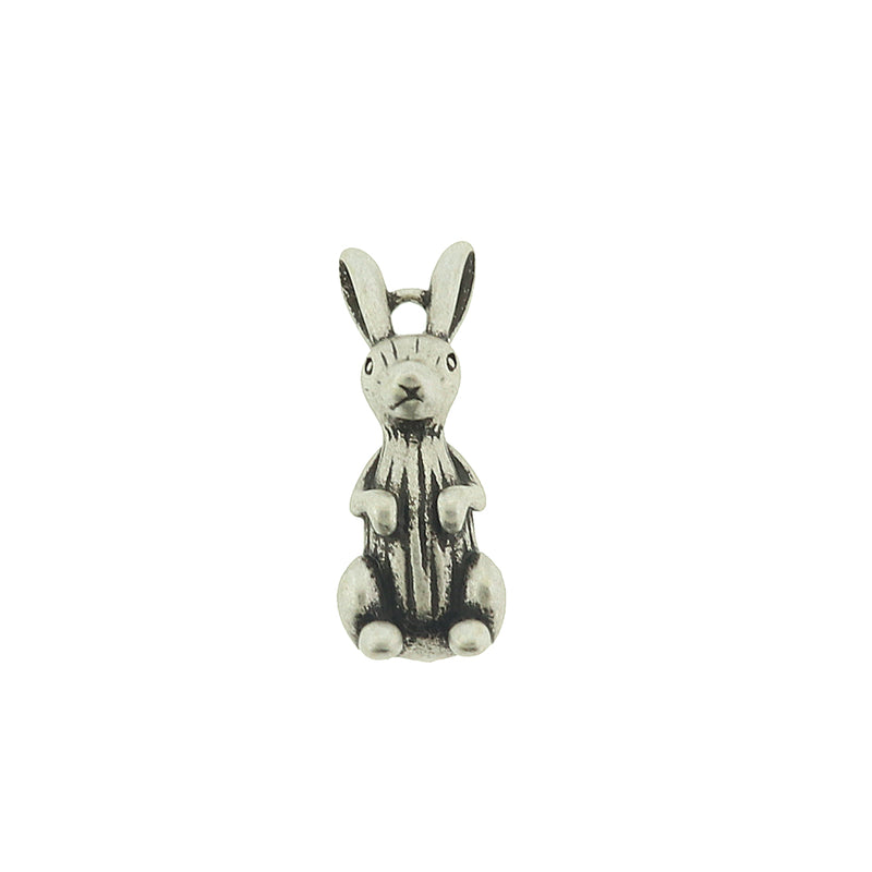 Easter Bunny Silver Tone Brass Charms 3D - BR018