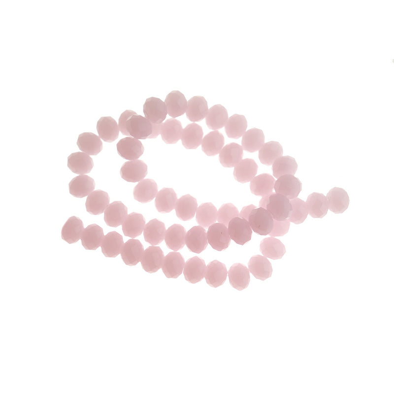 Faceted Abacus Glass Beads 8mm x 6mm - Imitation Pink Jade - 1 Strand 69 Beads - BD1785