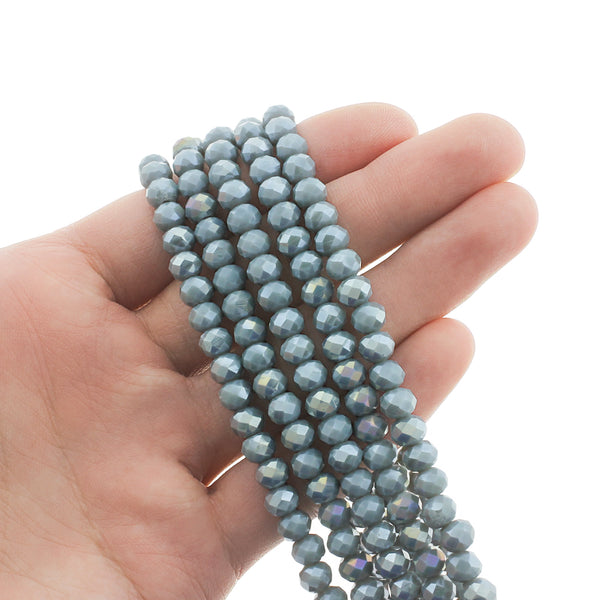 Faceted Glass Beads 6mm - Charcoal Grey - 1 Strand 100 Beads - BD2676