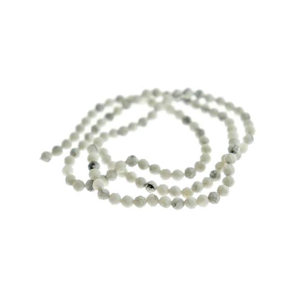 Faceted Natural Howlite Beads 4mm - Dyed Stormy Grey - 1 Strand 87 Beads - BD1772