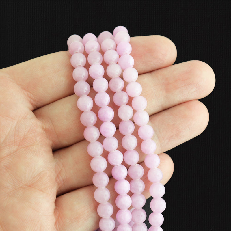 Round Natural Jade Beads 6mm - Lilac Purple - 1 Strand 68 Beads - BD1760