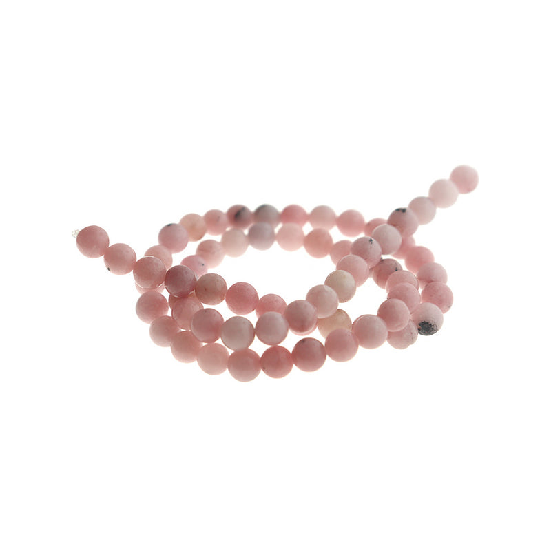 Perles Rondes Jaspe Naturel 6mm - Tons Roses - 1 Rang 63 Perles - BD1724