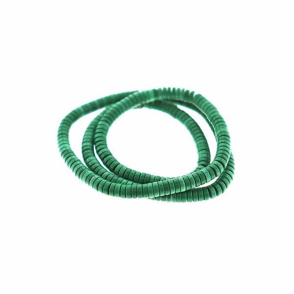 SALE Heishi Natural Agate Beads 4mm x 1mm - Emerald Green - 50 Beads - LBD2377