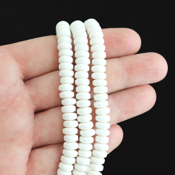 Abacus Polymer Clay Beads 4mm x 7mm - White - 1 Strand 110 Beads - BD888