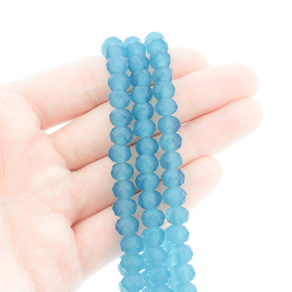 Faceted Glass Beads 8mm - Frosted Sky Bue - 1 Strand 71 Beads - BD530