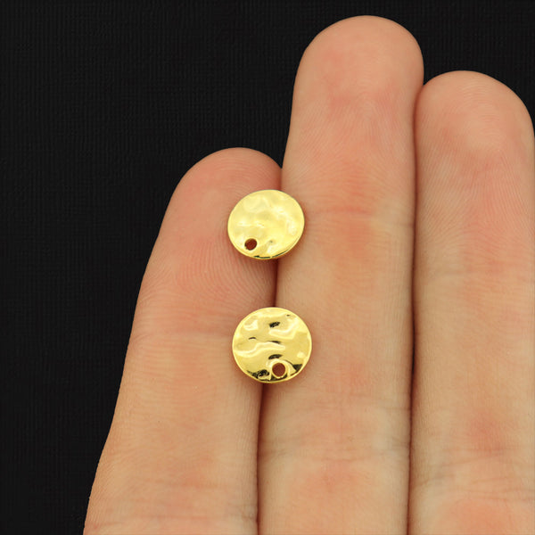 Gold Tone Stainless Steel Earrings - Round Stud Bases - 8mm - 2 Pieces 1 Pair - ER312