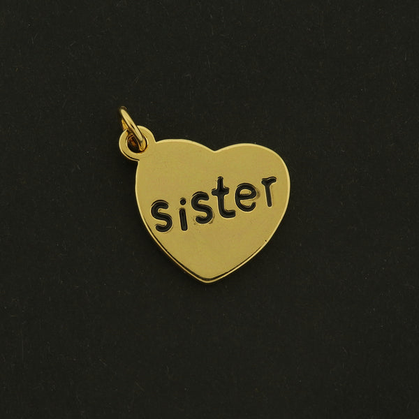 18k Sister Charm - Family Pendant - 18k Gold Plated Brass - GLD775
