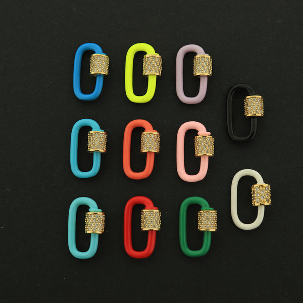 Enamel Buckle Clasp - Carabiner Clasp - Gold Plated - Choose Your Color