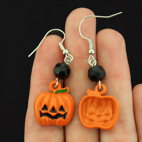 Pumpkin Dangle Earrings - French Style Hooks - 2 Pieces 1 Pair - ER099