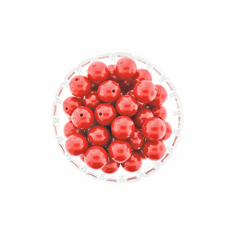 SALE Round Resin Beads 19mm - Pearly Red - 10 Beads - LBD2159