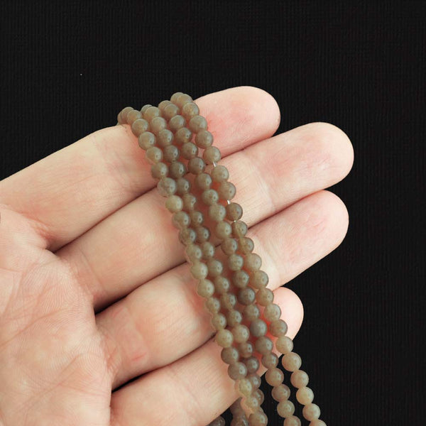 Round Glass Beads 4mm - Light Brown - 1 Strand 92 Beads - BD2799