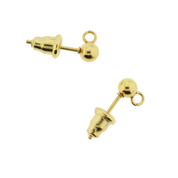 18K Gold Plated Stainless Steel Earrings - Stud Bases With Loop - 7mm x 4mm - 2 Pieces 1 Pair - FD012