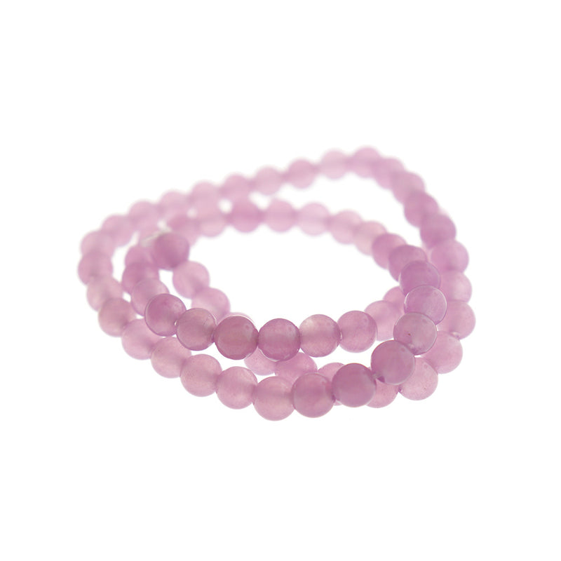 Round Natural Jade Beads 6mm - Lilac Purple - 1 Strand 64 Beads - BD1771