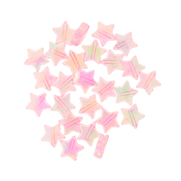 Star Transparent Acrylic Beads 10mm - Pink - 100 Beads - BD023