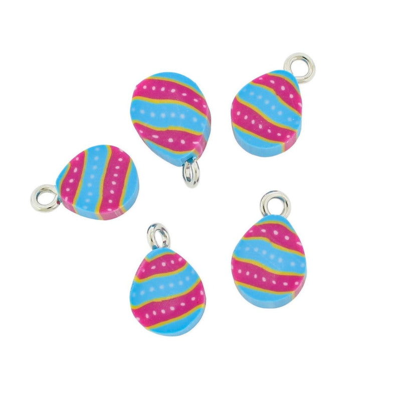 25 Yellow Easter Egg Polymer Clay Charms 2 Sided - Choose Your Color!