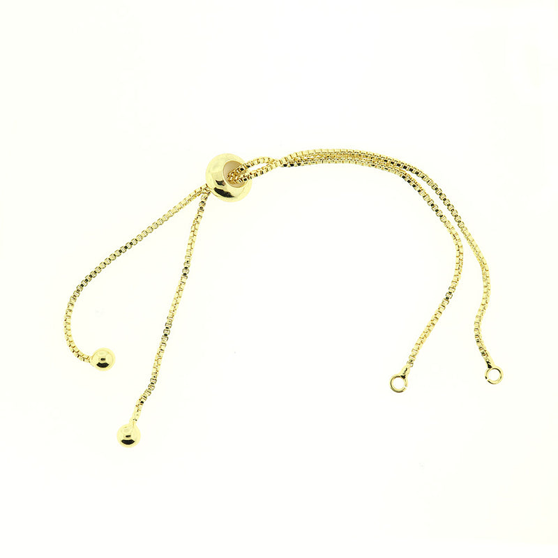 Gold Tone Brass Box Chain Bracelet Base 120mm - 2mm - 1 Bracelet - N014