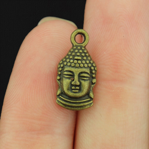 10 Buddha Antique Bronze Tone Charms 2 Sided - BC074