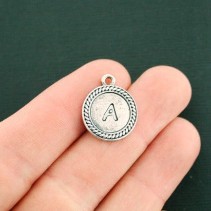 5 Alphabet Charms - Choose Your Letter - Antique Silver Tone