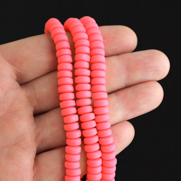 Abacus Polymer Clay Beads 4mm x 7mm - Hot Pink - 1 Strand 110 Beads - BD949