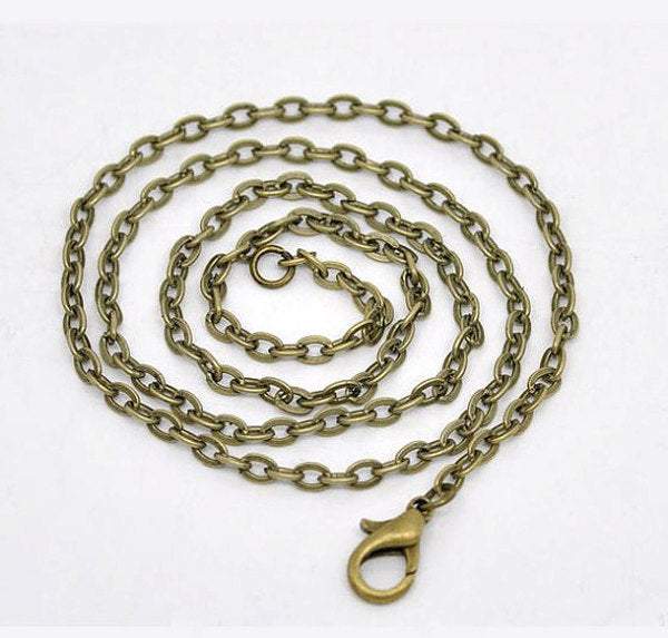 Antique Bronze Tone Cable Chain Necklace 24" - 3mm - 12 Necklaces - N066