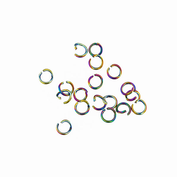 Rainbow Electroplated Stainless Steel Jump Rings 5mm x 0.8mm - Open 20 Gauge - 125 Rings - SS032