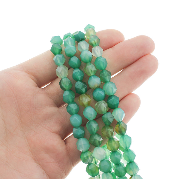 SALE Faceted Natural Lace Agate Beads 8mm - Sea Green - 1 Strand 47 Beads - LBD1267