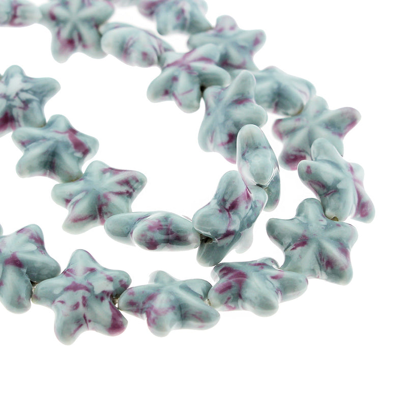 SALE Starfish Ceramic Beads 20mm x 22mm - Marbled Grey - 10 Beads - LBD1582