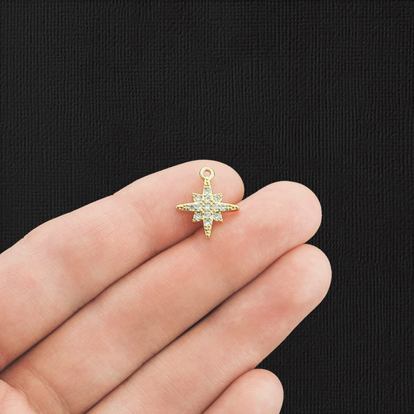 Breloque étoile en laiton doré avec micro pavé de zircons cubiques - BR077
