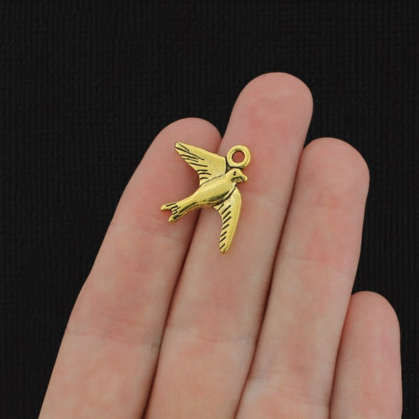 8 Bird Antique Gold Tone Charms - GC195