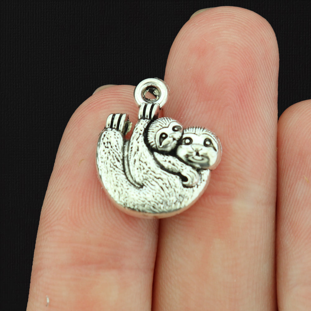 8 Sloth Antique Silver Tone Charms - SC102