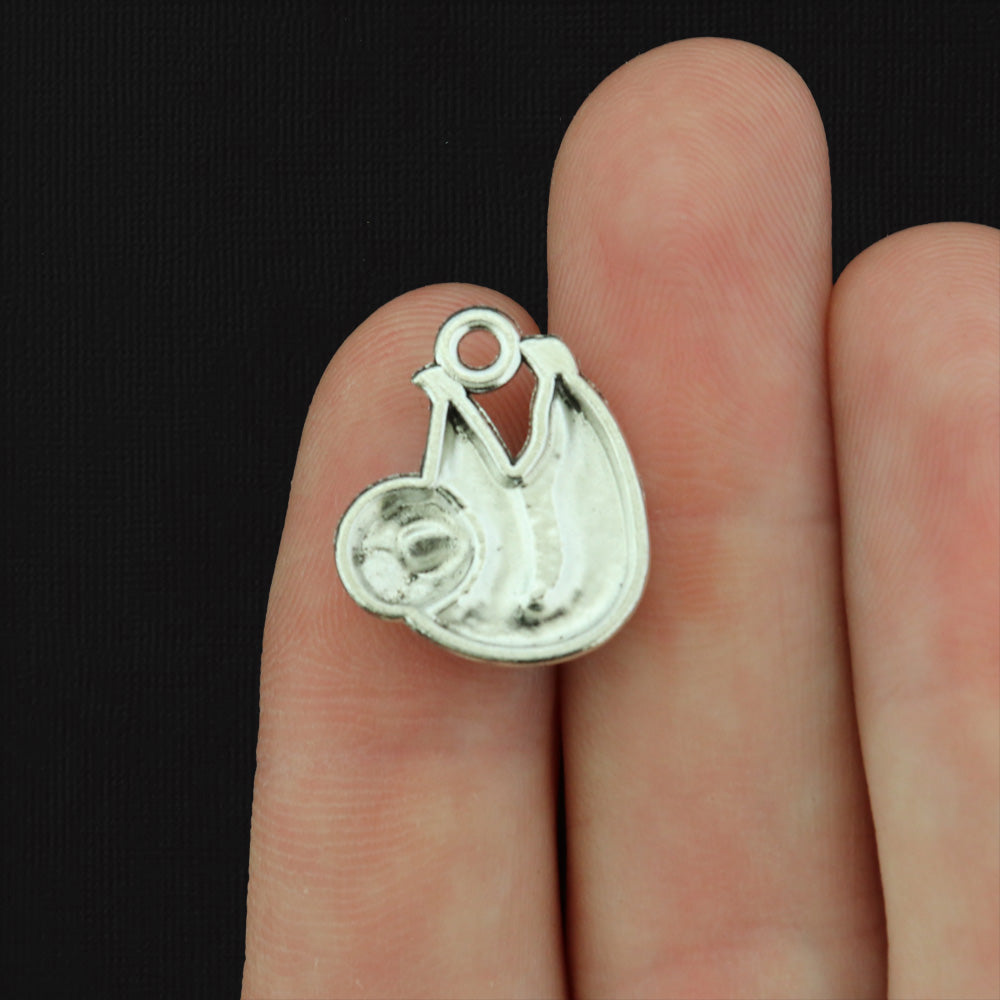 8 Sloth Antique Silver Tone Charms - SC779