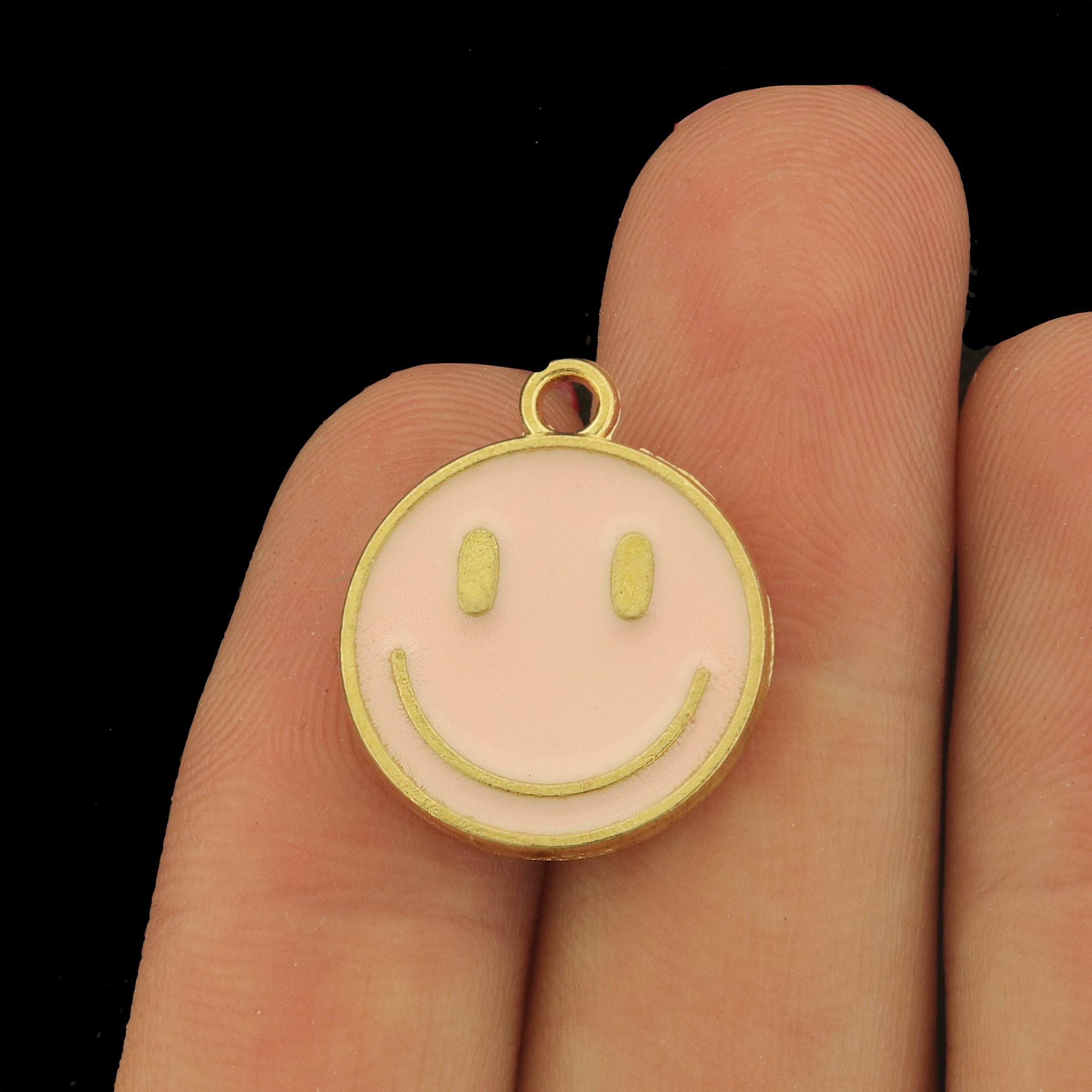 8 Smiley Face Gold Tone Enamel Charms - Choose Your Color